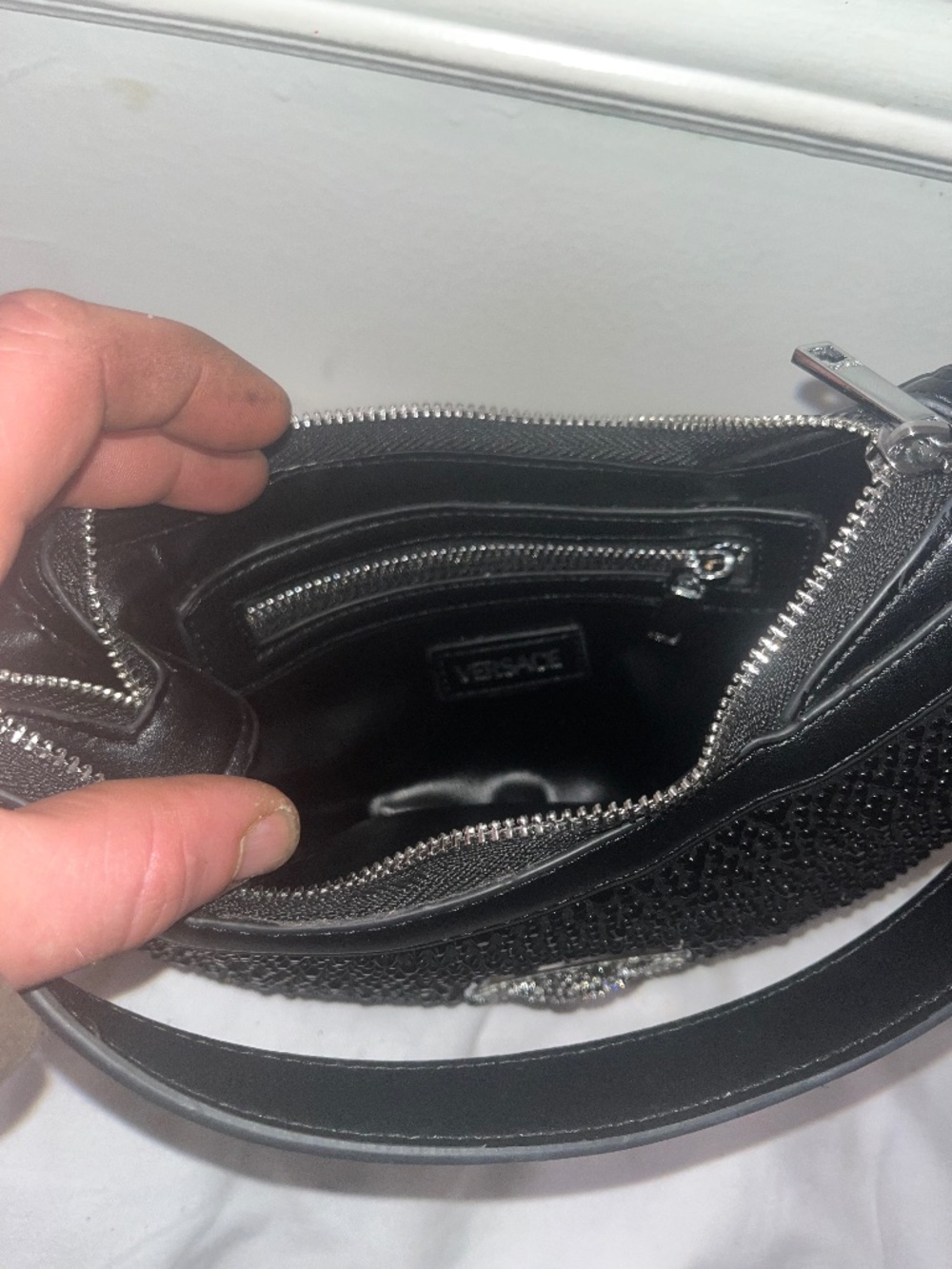 Versace Crystal Repeat Mini Hobo Bag